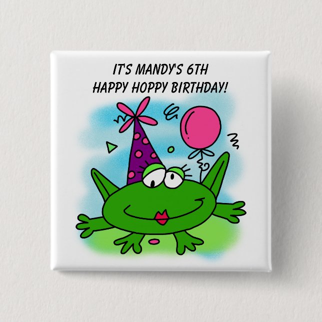 Birthday Button für den benutzerdefinierten Frog H (Vorderseite)