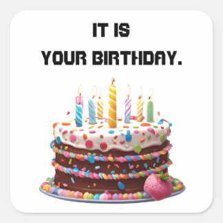 Birthday Cake Candles Custom Personalisiert Celebr Quadratischer Aufkleber