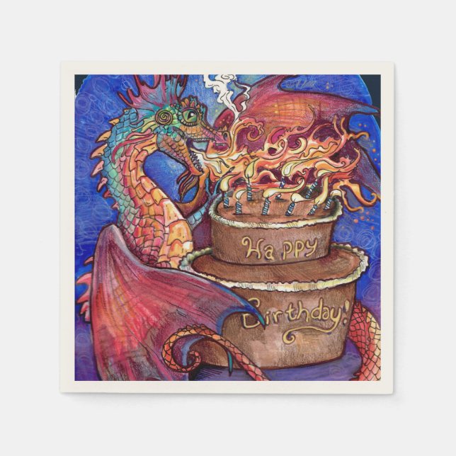 Birthday Cake Dragon Serviette (Vorderseite)