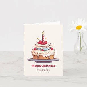 Birthday cake Kirsche Karte
