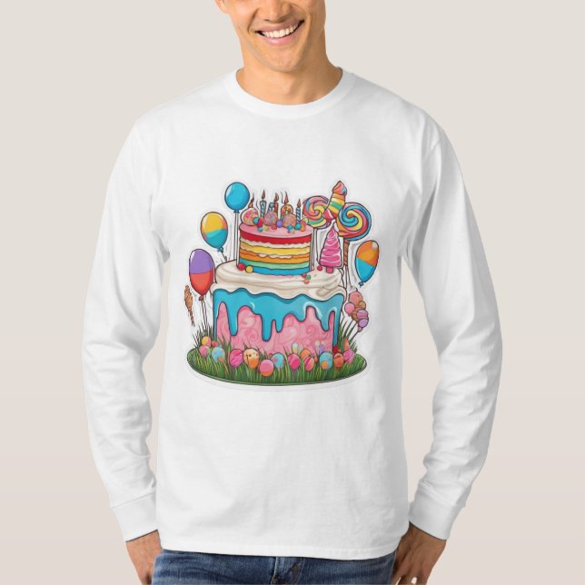 Birthday Cake Men's Basic Long Sleeve T - Shirt (Vorderseite)