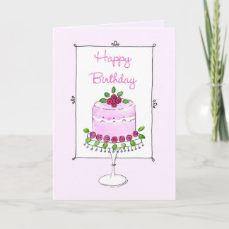 Birthday Cake mit Rose Geburtstag Karte