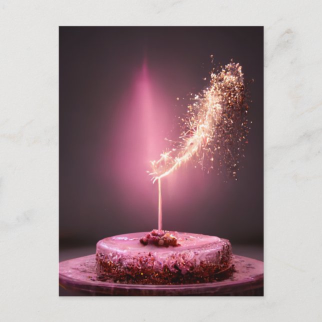 Birthday cake mit Sparkler Postkarte (Vorderseite)