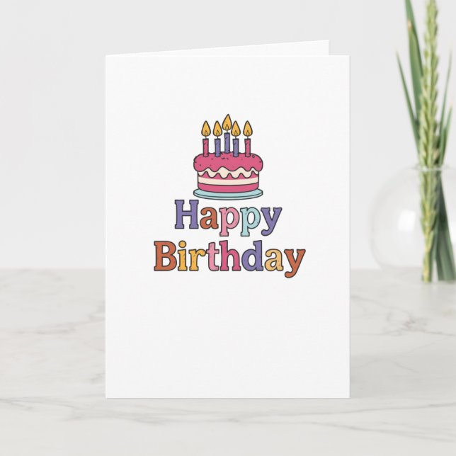 Birthday Cake Motif Card Folded Blank Inside Karte (Vorderseite)