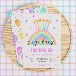 Birthday Cake Rainbow Girls Pastel Einladung