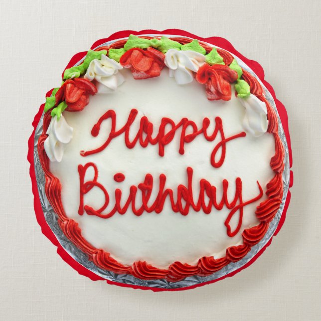 BIRTHDAY CAKE RUNDES KISSEN (Vorderseite)