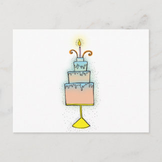 BIRTHDAY cake with twirly curly candles Postkarte