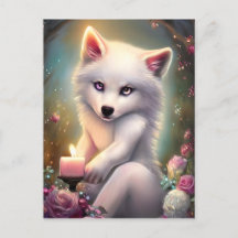 Birthday Candle Adorable White Baby Fox