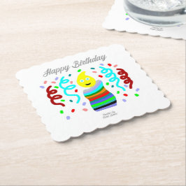 Birthday Candle Greetings Square Scalloped Coaster Untersetzer
