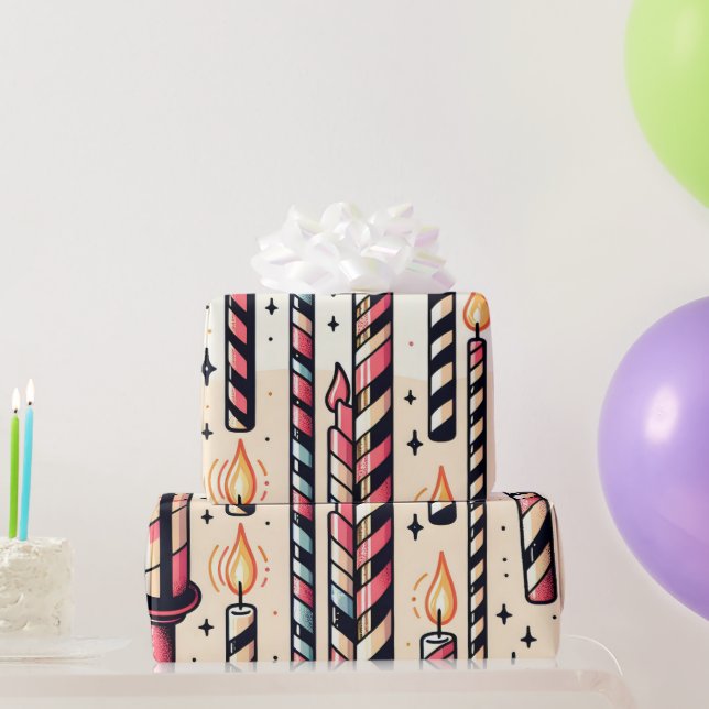 Birthday Candle Wrapping Paper - 30x15 Geschenkpapier (Partygeschenke)