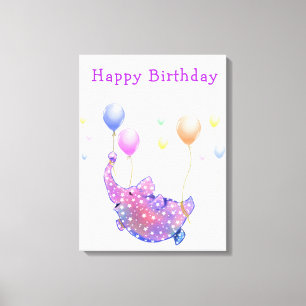 Birthday Canvas Print Geschenk Funny Flying Elepha Leinwanddruck