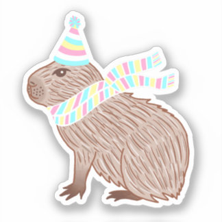 Birthday Capybara Aufkleber