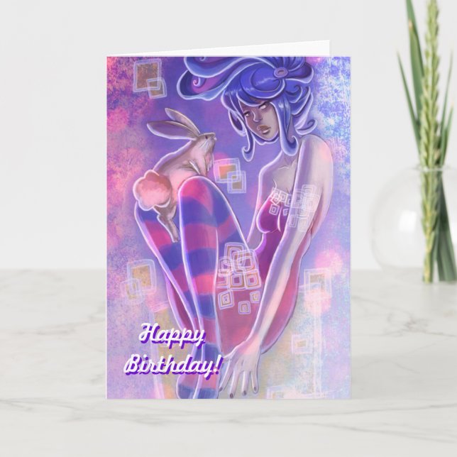 Birthday Card Bunny Girl Karte (Vorderseite)