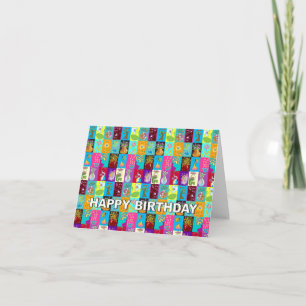 Birthday Card Colorful Floral Mosaic Karte