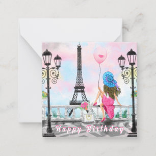 Birthday Card der Frau in Paris mit Eiffelturm Mitteilungskarte