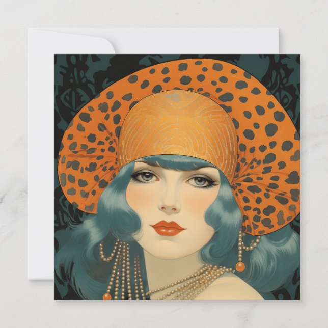 Birthday card featuring beautiful 1920s girl  karte (Vorderseite)