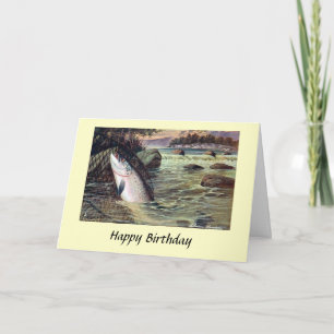 Birthday Card - Fishing - Salmon Karte