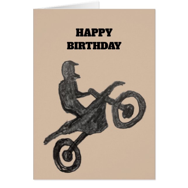 Birthday Card for boy with motocross sketch (Vorne)