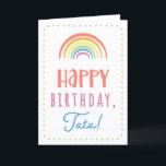 Birthday Card for Tata Karte<br><div class="desc">You call your grandfather Tata, not Grandpa. (Tata means grandfather in Telugu.) Imagine how excited Tata will be to receive a birthday card addressed especially to him! Your tata also will love this card's cute, watercolor-inspired boho rainbow design that says "Happy birthday Tata!" Make this card customizable! Click "Edit Design",...</div>