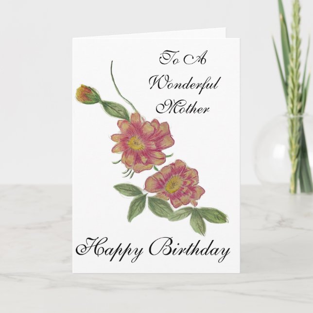 Birthday Card for your mum watercolour Pencil  Karte (Vorderseite)