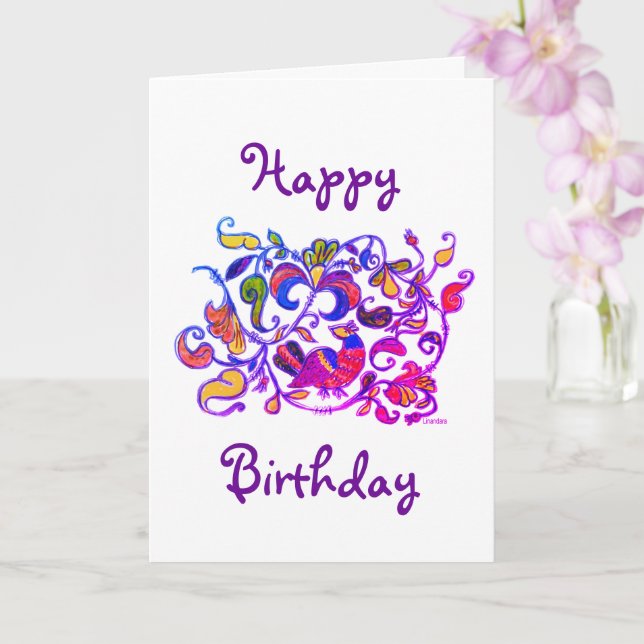 Birthday Card für den russischen Vogelstil Karte (Orchidee)