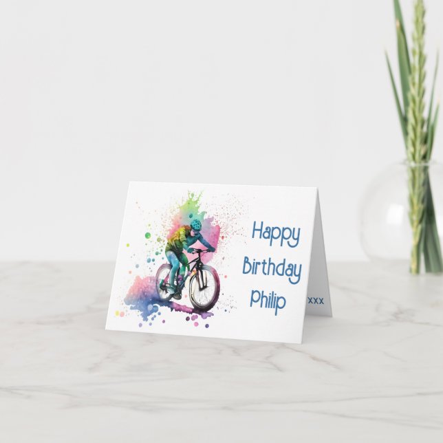 Birthday Card für Navy und Rosa MTB Karte (Vorderseite)