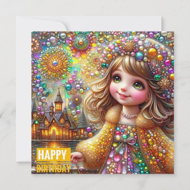 BIRTHDAY CARD ~ Gems and Fireworks ~ Young Girl ~ (Vorderseite)