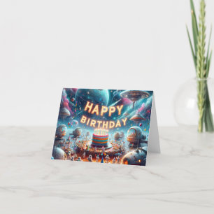 Birthday card in space dankeskarte