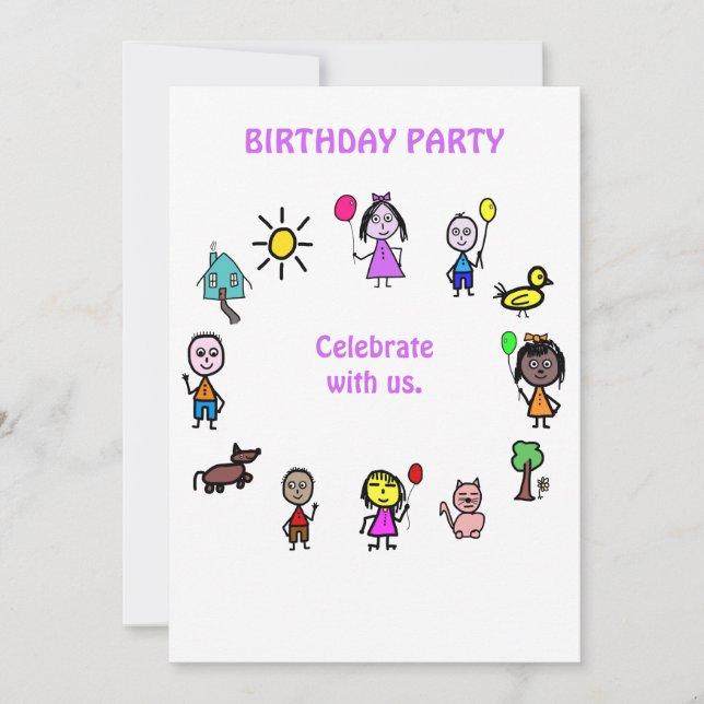 Birthday Card Invitation Kids Einladung (Vorderseite)