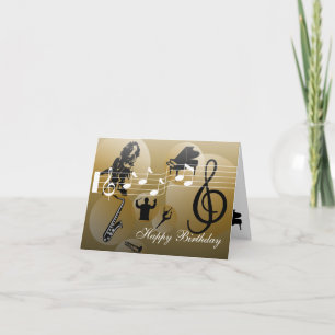 Birthday Card love Music Gold Karte