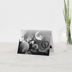 Birthday Card love Music Grey Karte