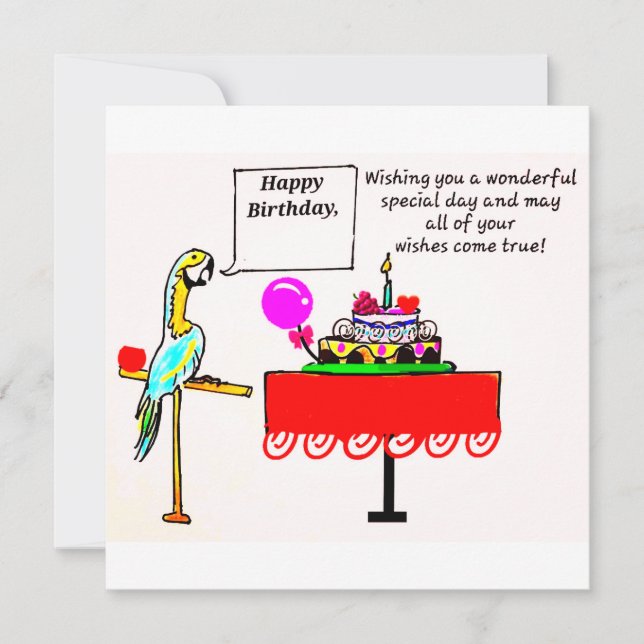 BIRTHDAY CARD - PARROT SPRICHWORT GLÜCKLICH BIRTHT KARTE (Vorderseite)