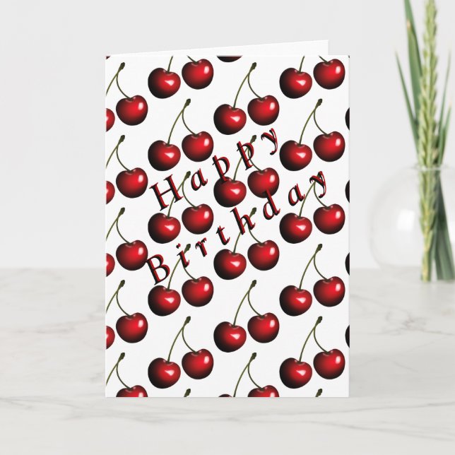 Birthday Card Red Sweet Cherry Karte (Vorderseite)