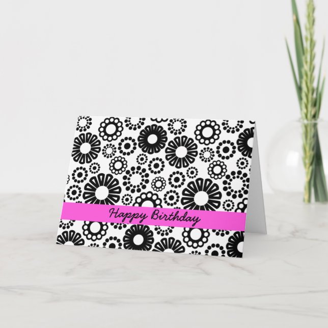 Birthday Card Schwarz/Weiß Karte (Vorderseite)