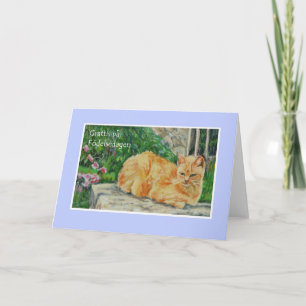 Birthday Card, Swedish Greeting, Ginger Cat Karte