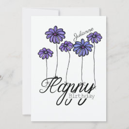 Birthday Card w Purple Flower Balloons and Name Karte