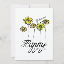Birthday Card w Yellow Flower Balloons and Name Karte