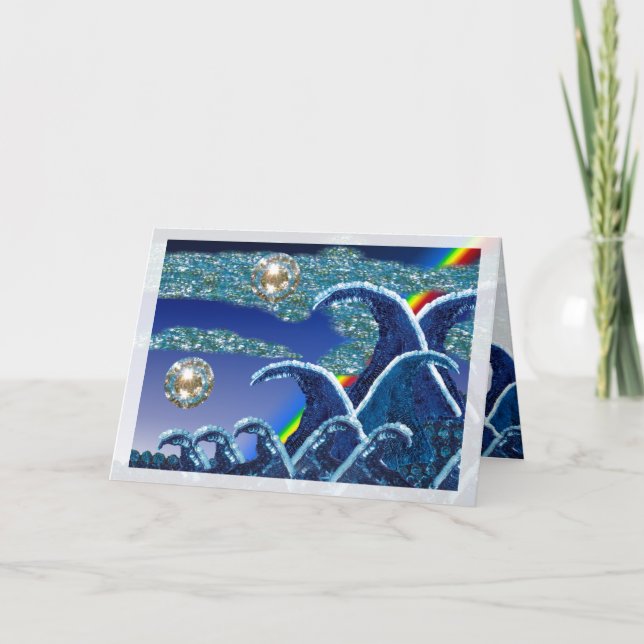 Birthday Card Wird Sequin Waves Wird Seascape Karte (Vorderseite)