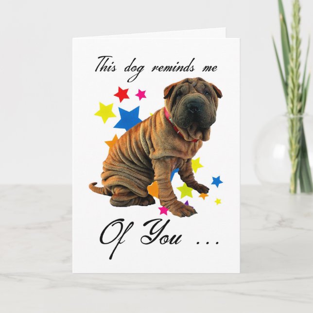 Birthday Card With Cute Shar Pei - Humorous Card Karte (Vorderseite)