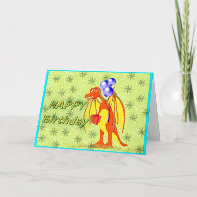 Birthday Cartoon Dragon Karte (Vorderseite)