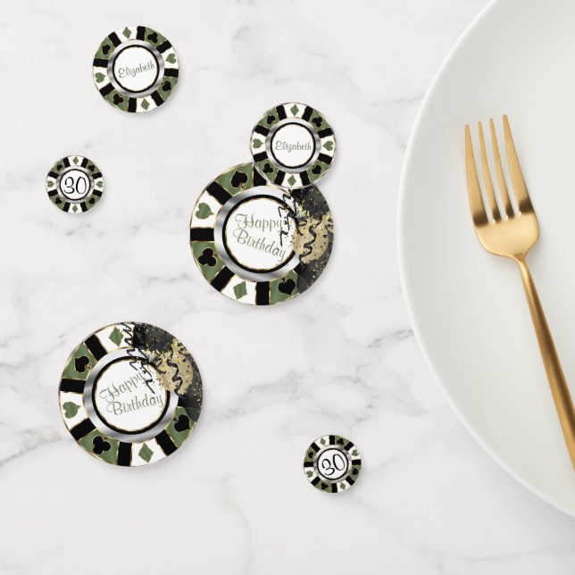 Birthday Casino Poker Chip - Green Konfetti (Gruppe)