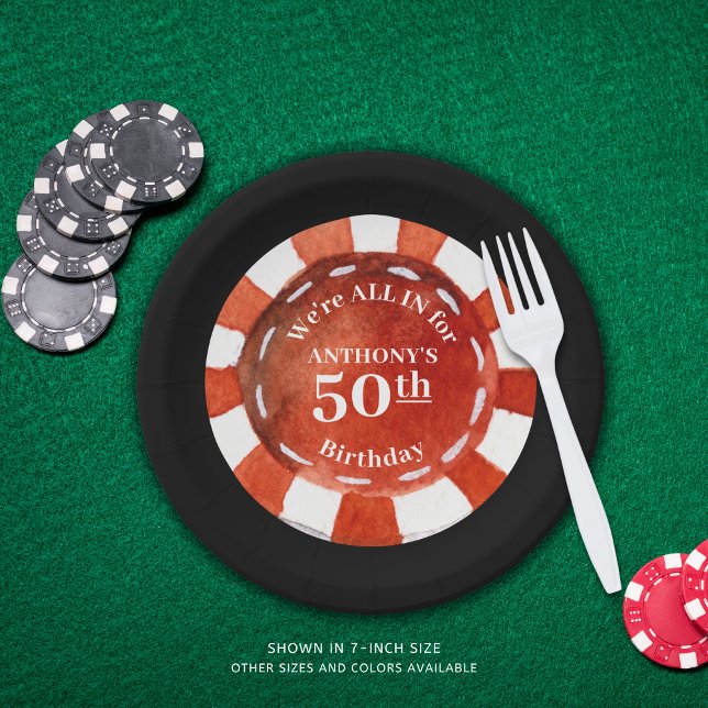 Birthday Casino Poker Chip Personalisiert Pappteller (Von Creator hochgeladen)