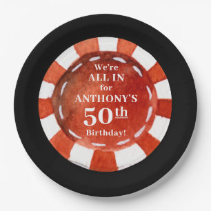 Birthday Casino Poker Chip Personalisiert Pappteller