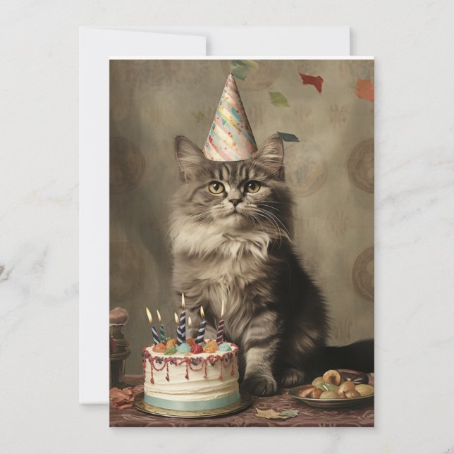 Birthday Cat Einladung (Vorderseite)