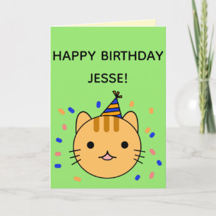 Birthday Cat   Orange Cat Happy Birthday Folded Karte