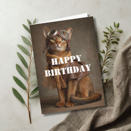 Birthday Cat Pilot Aviator Cool Funny Aviation Karte
