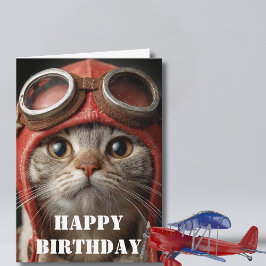 Birthday Cat Pilot Funny Aviator Cool Aviation Karte