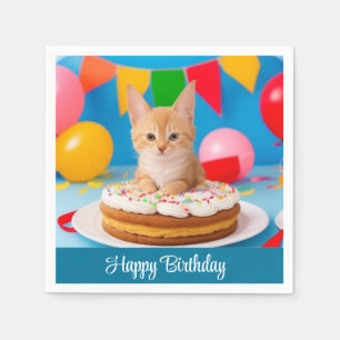Birthday Cat Serviette