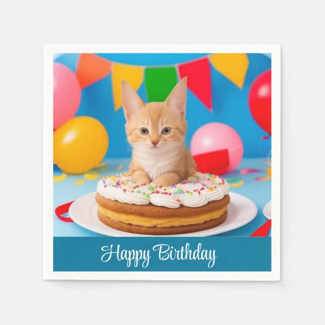Birthday Cat Serviette (Vorderseite)