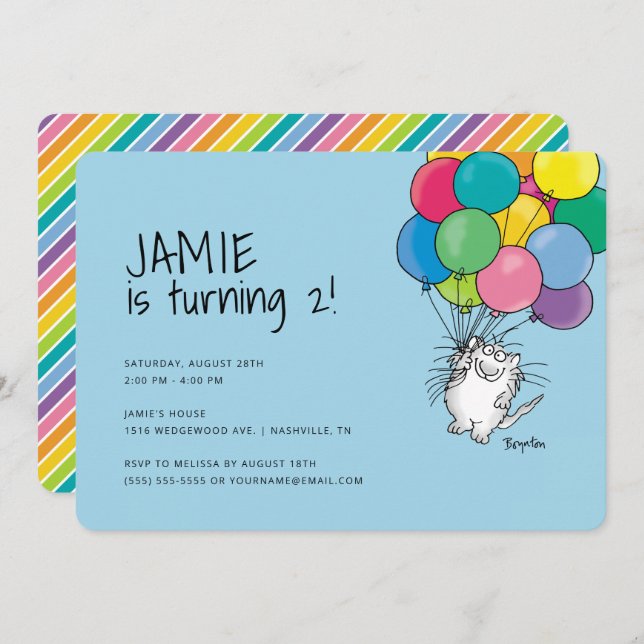 BIRTHDAY CATS von Sandra Boynton Einladung (Vorne/Hinten)